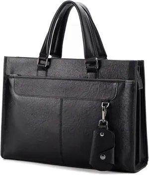 Men's Leather Briefcase Shoulder Bag, Detachable Shoulder Strap, Vintage Handbag