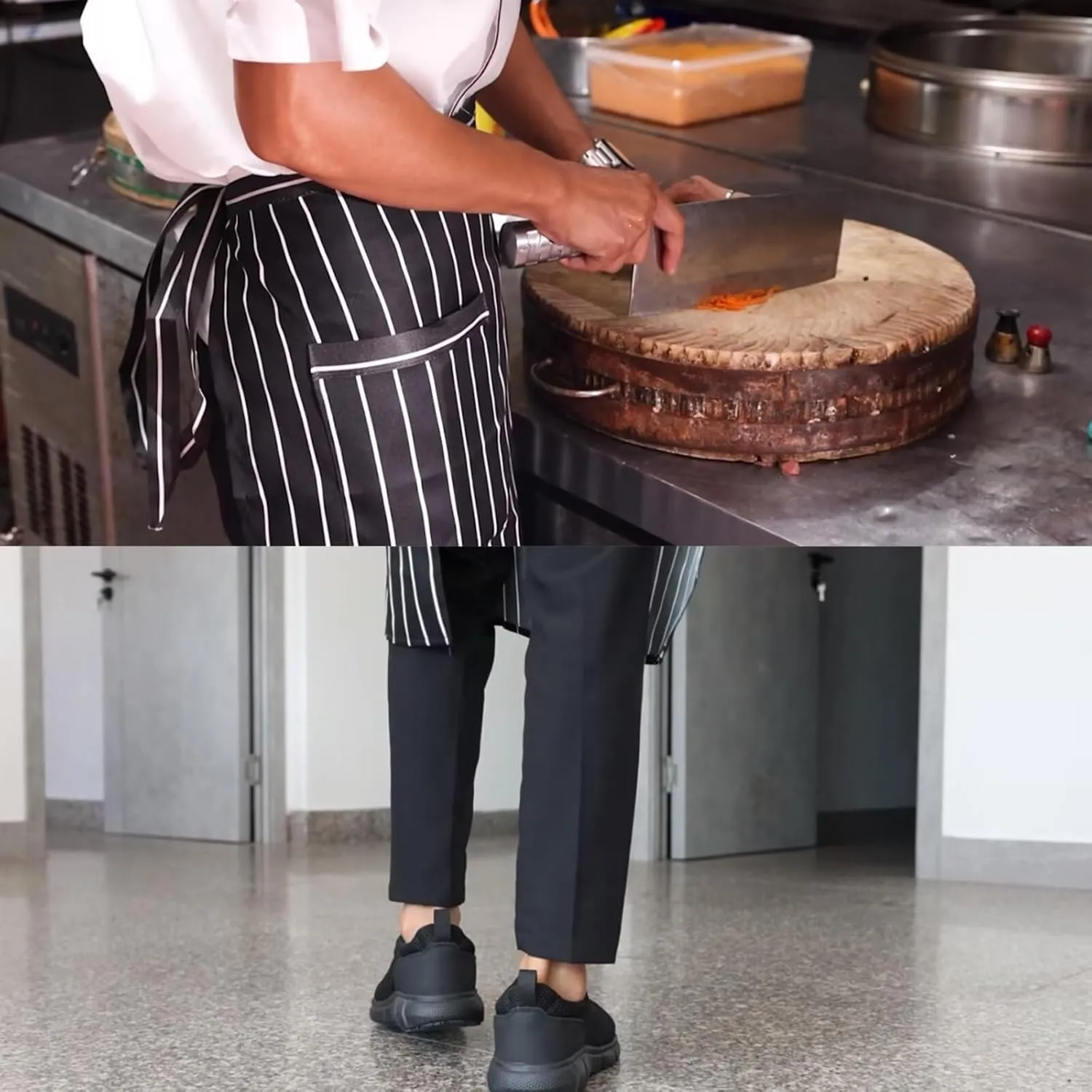 Men's Leather Non Slip Food Service Shoes Comfortable Lightweight Slip Resistant Chef Shoes for Kitchen,Restaurant,Hospital