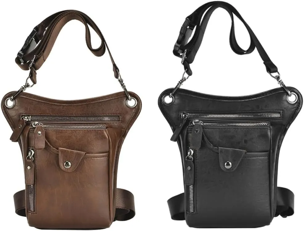 Men'S Leg Bags Retro Punk Waist Bag Cycling Bags Waist Bags Leather Waist Pack For Outdoor Bike Motorcycle Cycling Hiking Brown,Waist Bag