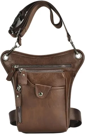 Men'S Leg Bags Retro Punk Waist Bag Cycling Bags Waist Bags Leather Waist Pack For Outdoor Bike Motorcycle Cycling Hiking Brown,Waist Bag