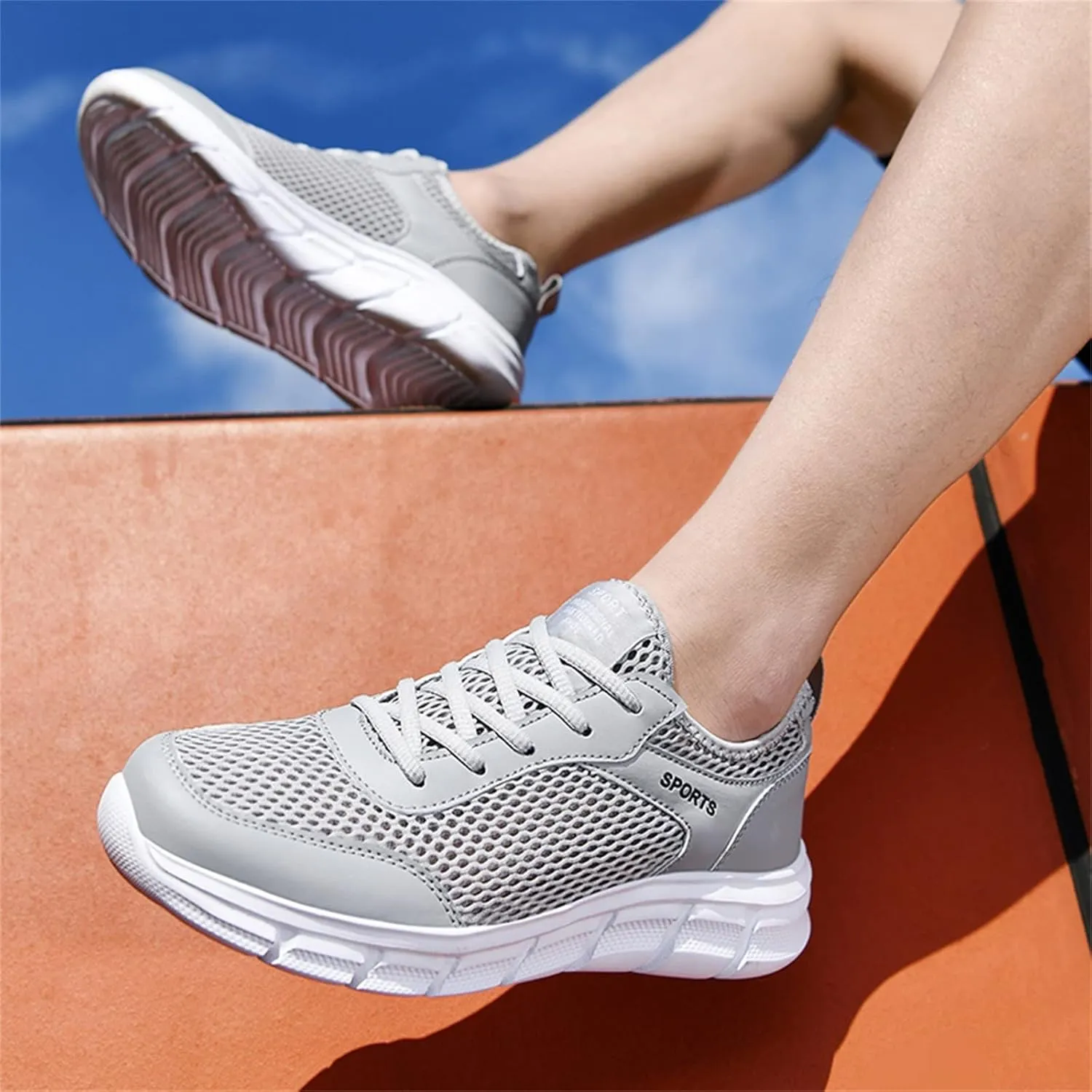 Mens Non Slip Walking Sneakers Lightweight Breathable Slip on Running Shoes Athletic Gym Tennis Shoes for Men