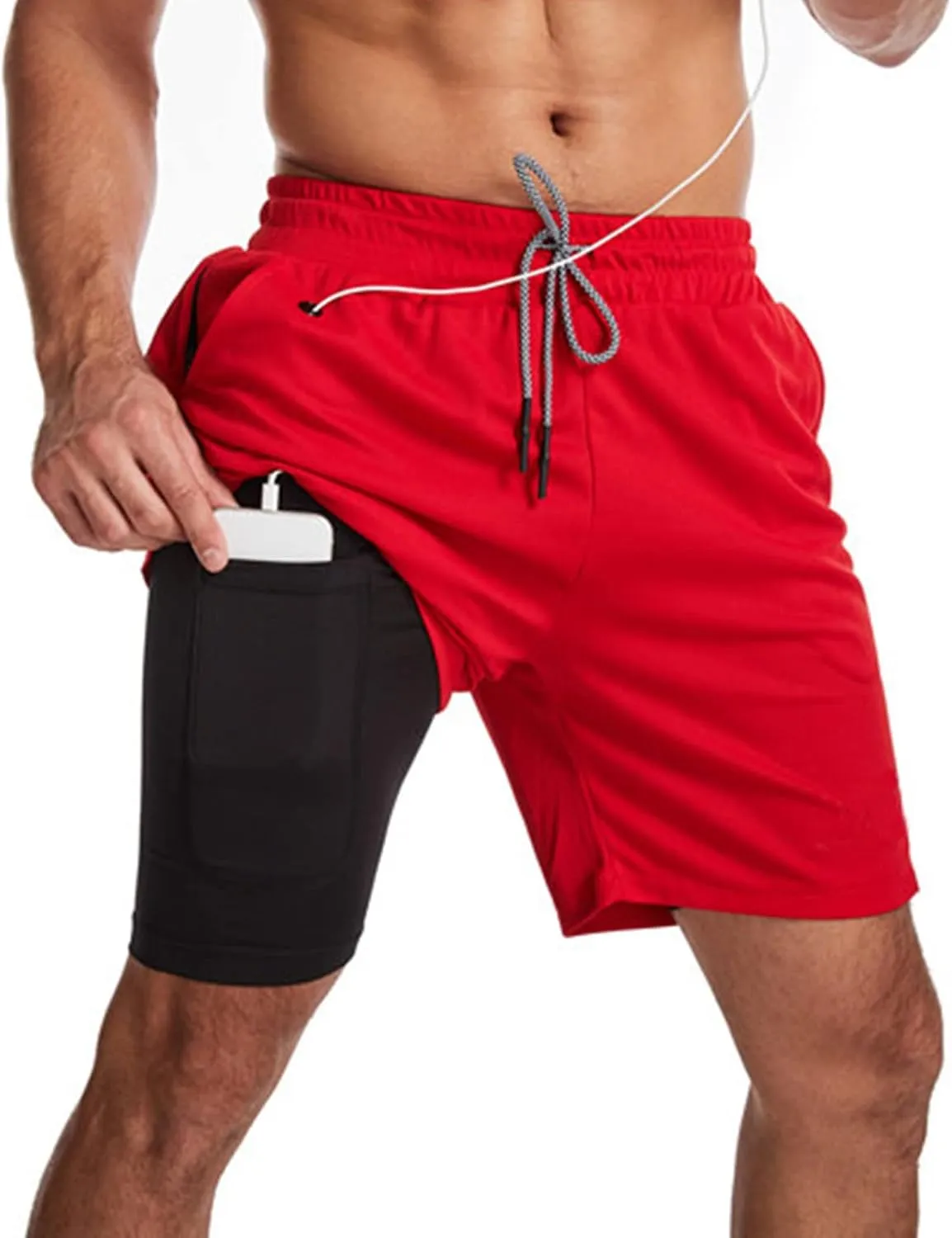 Mens Running Shorts Lightweight Workout Athletic Shorts 2-in-1 Stealth Shorts 7-Inch Gym Yoga Outdoor Shorts