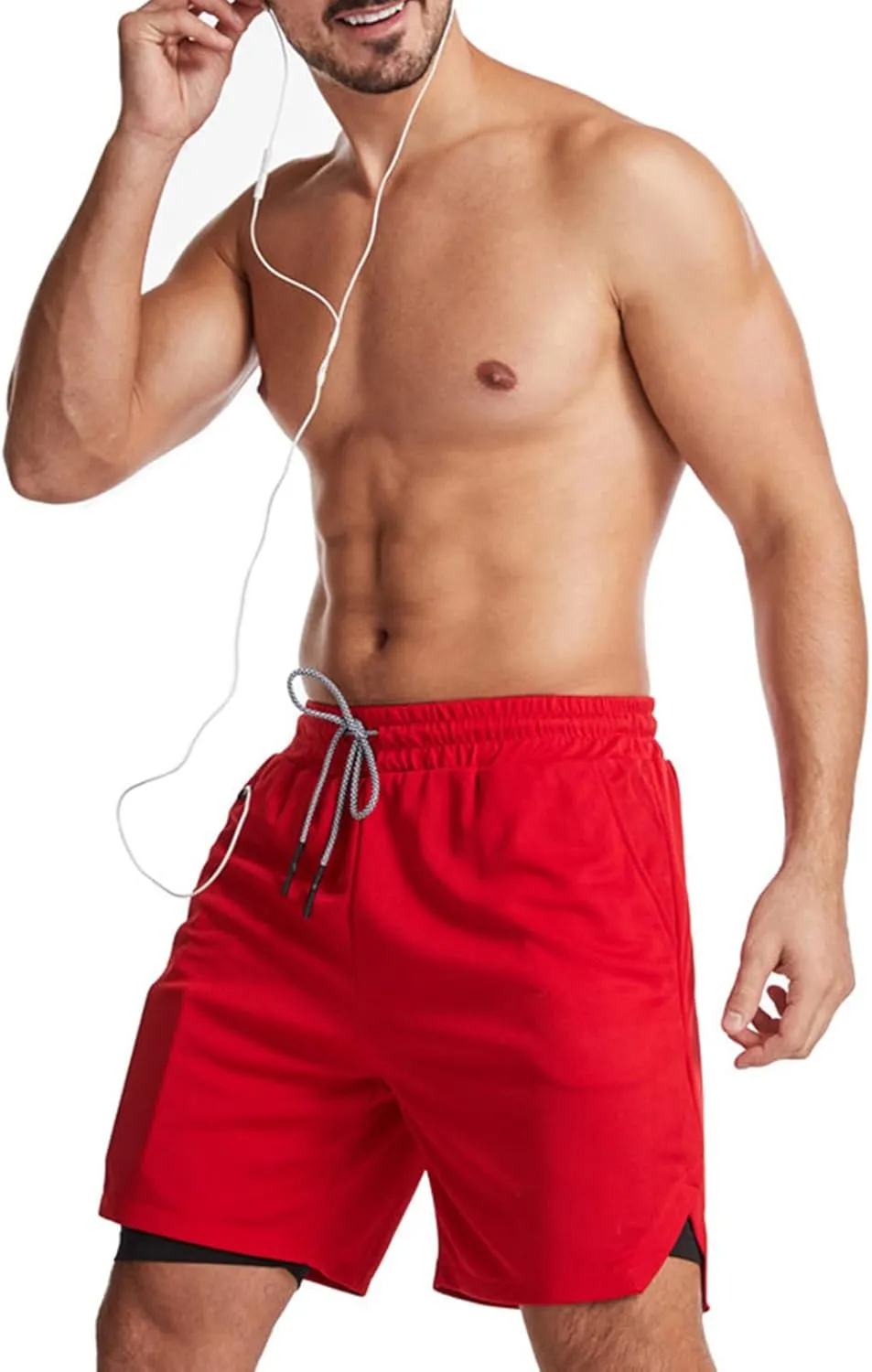 Mens Running Shorts Lightweight Workout Athletic Shorts 2-in-1 Stealth Shorts 7-Inch Gym Yoga Outdoor Shorts