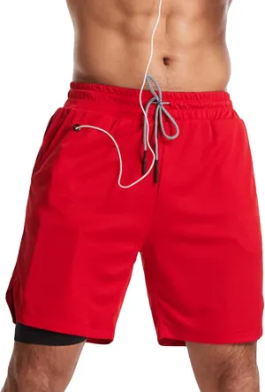 Mens Running Shorts Lightweight Workout Athletic Shorts 2-in-1 Stealth Shorts 7-Inch Gym Yoga Outdoor Shorts