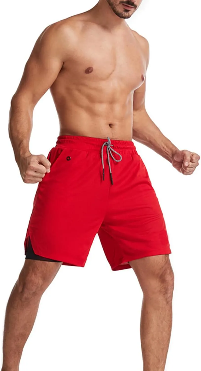 Mens Running Shorts Lightweight Workout Athletic Shorts 2-in-1 Stealth Shorts 7-Inch Gym Yoga Outdoor Shorts