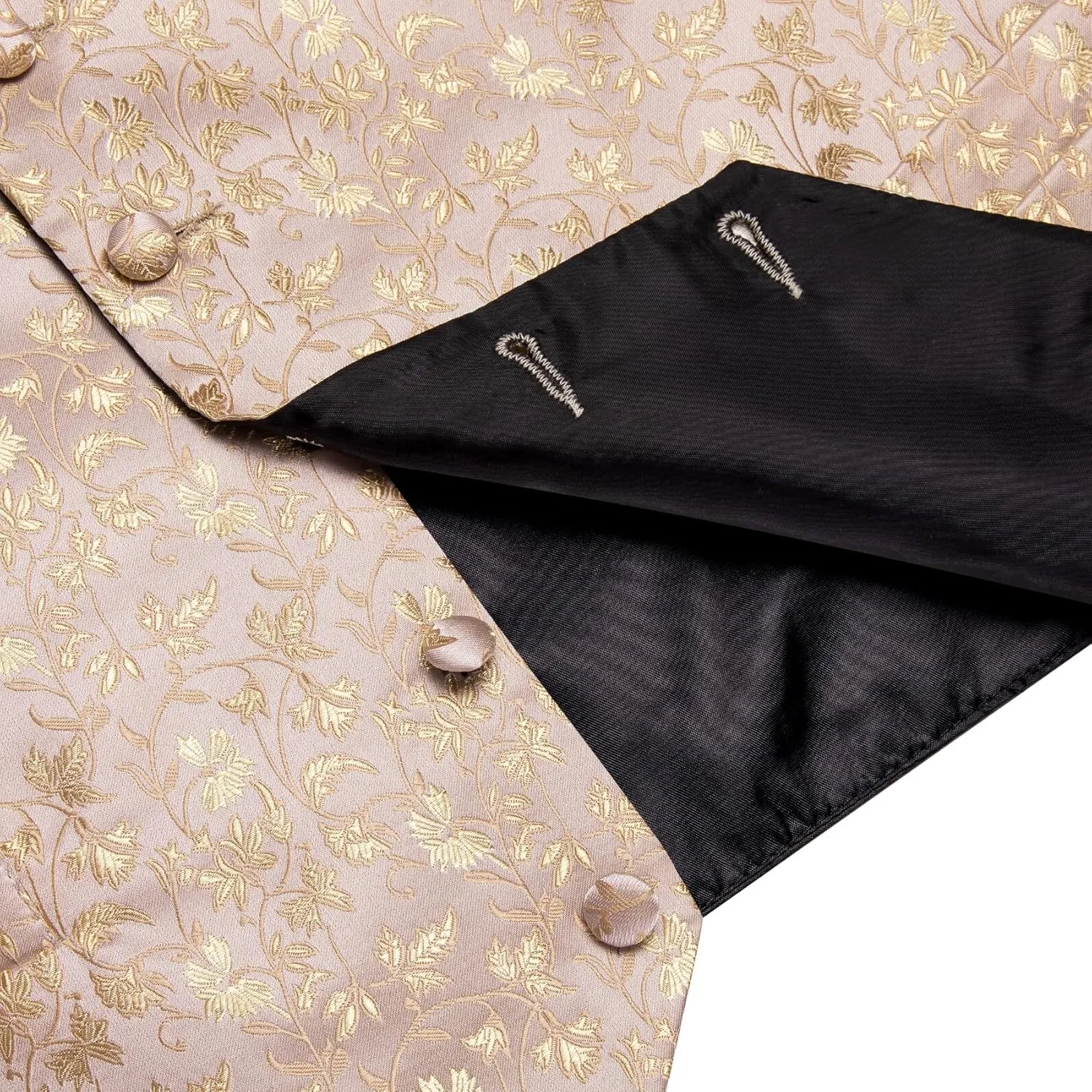 Mens Victorian Vest Tie Set Silk Paisley Suit Vests Formal Waistcoat Gothic Steampunk Vest with Notched Lapels