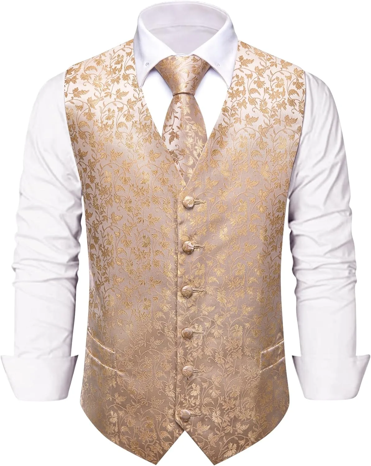 Mens Victorian Vest Tie Set Silk Paisley Suit Vests Formal Waistcoat Gothic Steampunk Vest with Notched Lapels
