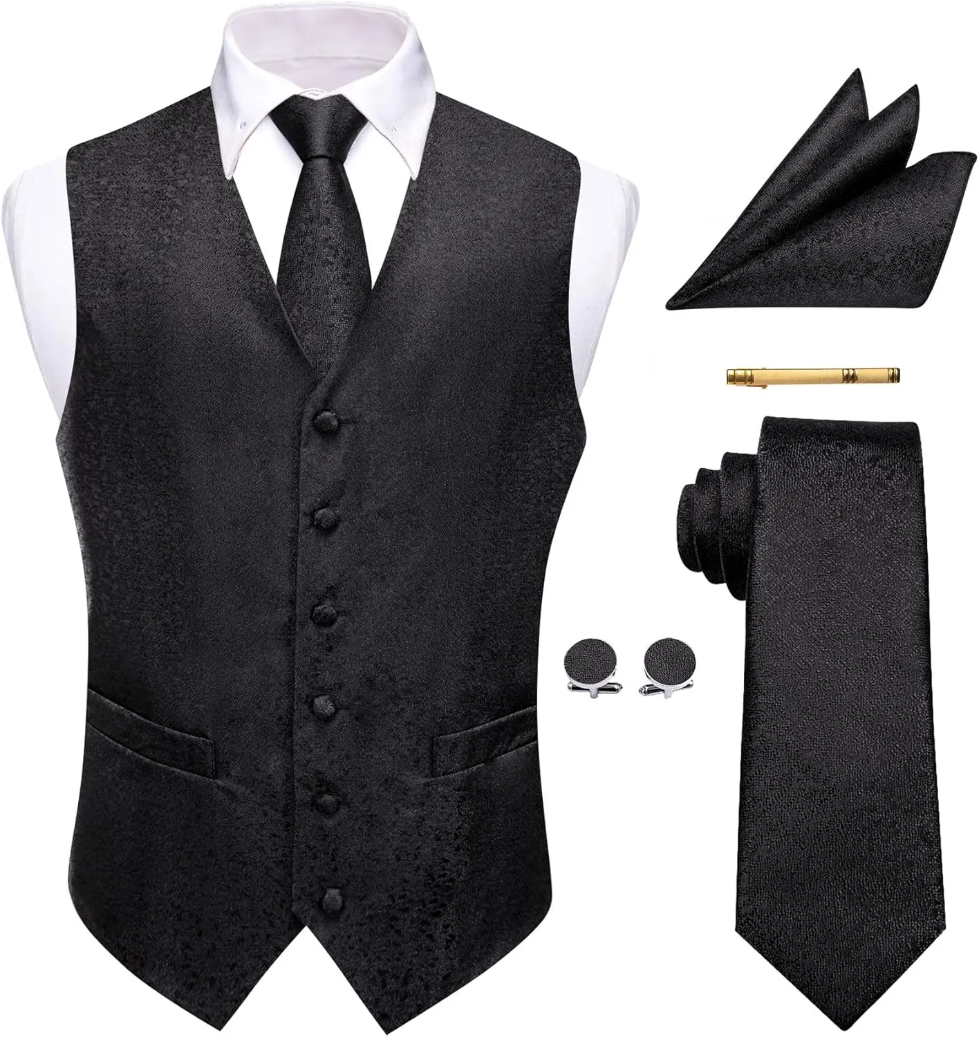 Mens Victorian Vest Tie Set Silk Paisley Suit Vests Formal Waistcoat Gothic Steampunk Vest with Notched Lapels