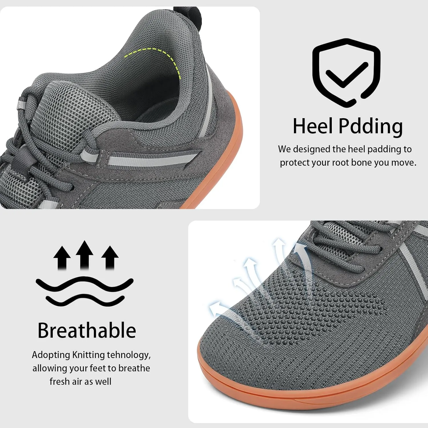 Men's Wide Toe Barefoot Shoes Minimalist Zero Drop Walking Shoes Non Slip Comfortable Outdoor Tennis Trail Shoes Width Cross Training Sneakers