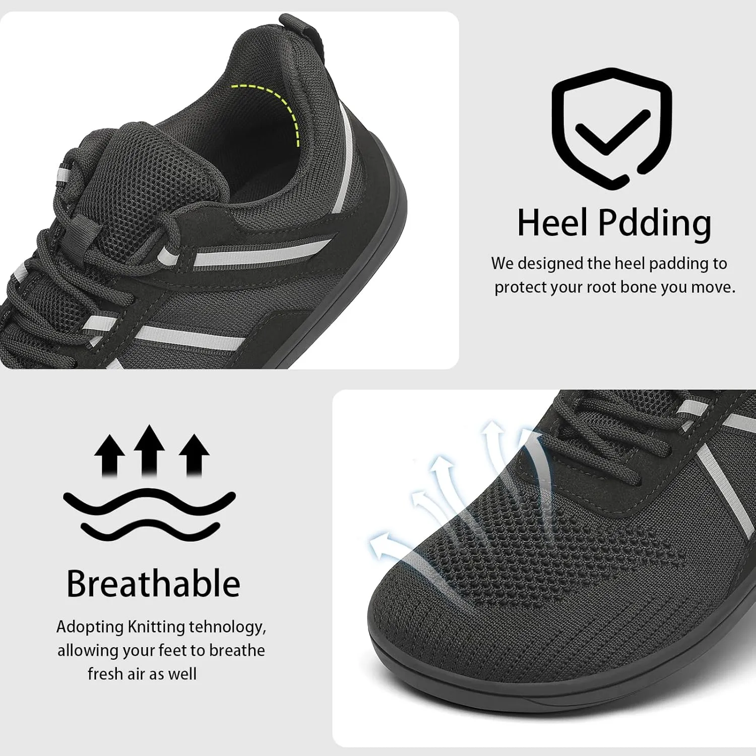 Men's Wide Toe Barefoot Shoes Minimalist Zero Drop Walking Shoes Non Slip Comfortable Outdoor Tennis Trail Shoes Width Cross Training Sneakers