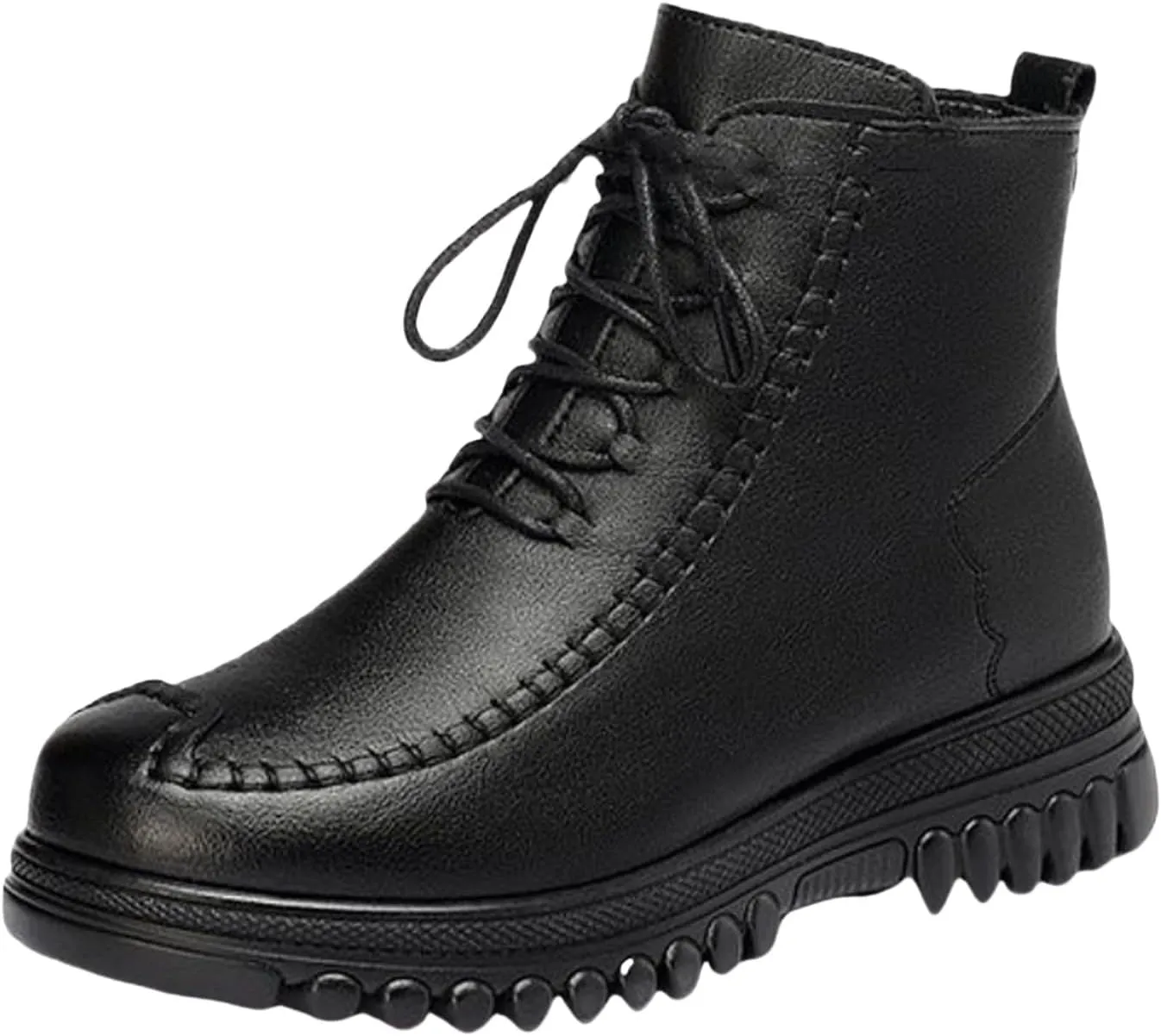 Men's Winter Outdoor Hiking Waterproof Snow Boots Round Toe Fleece Warm Mid Non-slip Zip Height Ankle Booties