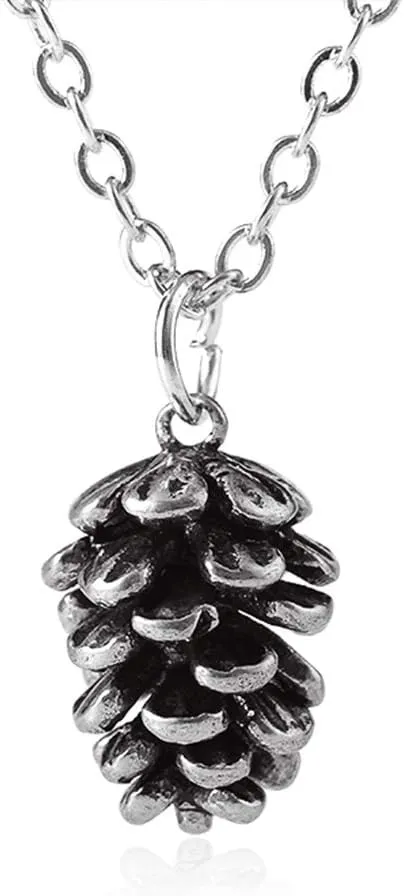 Metal Pine Nuts Necklace Charm Retro Pinecone Nut Plant Specimen Pendants Necklace for Women Jewelry Accessories