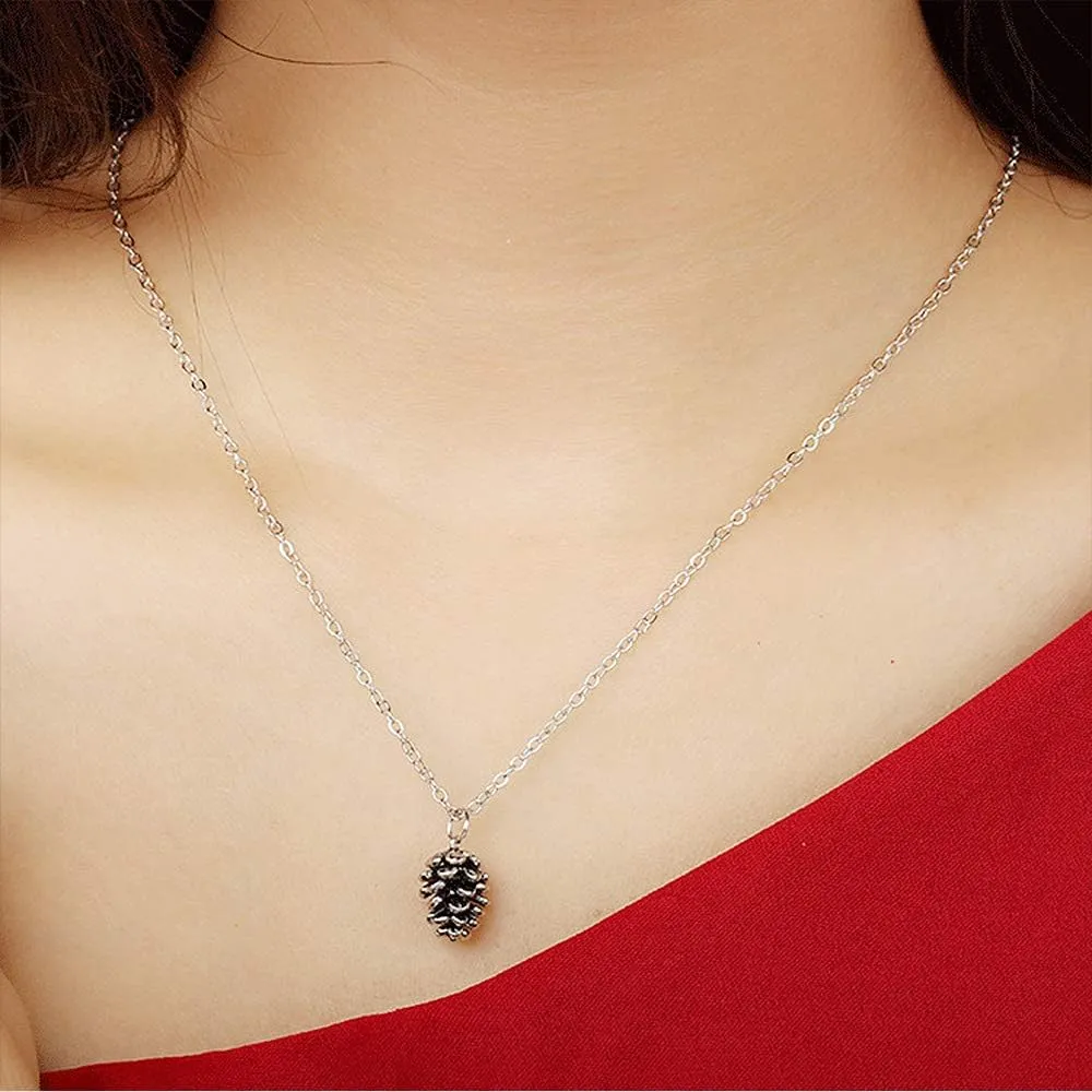 Metal Pine Nuts Necklace Charm Retro Pinecone Nut Plant Specimen Pendants Necklace for Women Jewelry Accessories