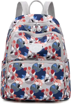 Mini Backpack Purse for Women,Small Nylon backpacks for Ladies Backpacks Women Anti Theft Travel Bag (FF-Floral)