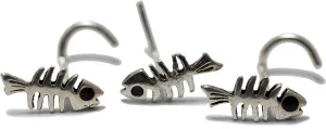 Mini Fishbone Sterling Silver Nose Stud/Nose Screw, Jewelry Nose Stud, Body Piercing Jewelry, Nose Piercing, Body Jewelry, Animal Stud