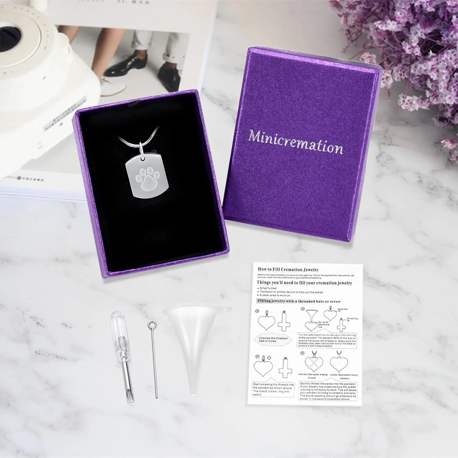 Minicremation Personalized Cremation Jewelry Urn Necklace for Ashes Paw Print Memorial Ash Jewelry Cremation Jewelry Ashes Keepsake Necklace for Women & Men