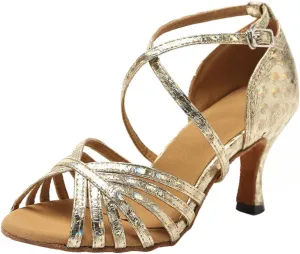 Minishion GL226 Women's Strappy Synthetic Latin Tango Ballroom Dance Shoes Wedding Prom Sandals