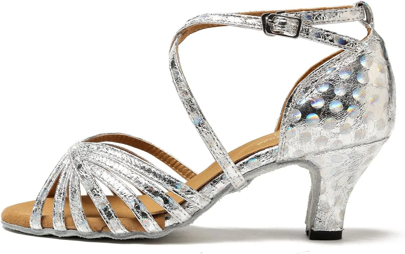 Minishion GL226 Women's Strappy Synthetic Latin Tango Ballroom Dance Shoes Wedding Prom Sandals