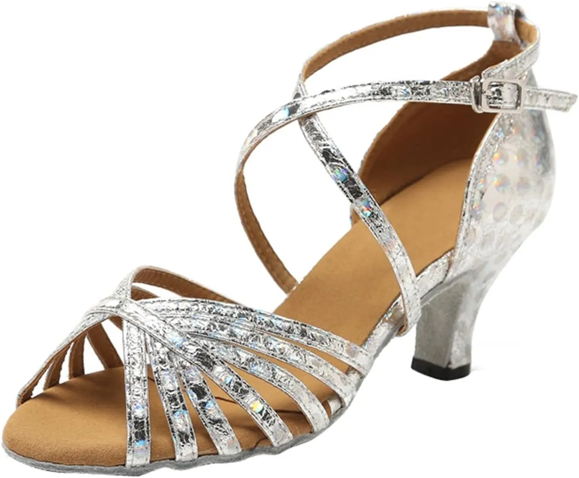 Minishion GL226 Women's Strappy Synthetic Latin Tango Ballroom Dance Shoes Wedding Prom Sandals