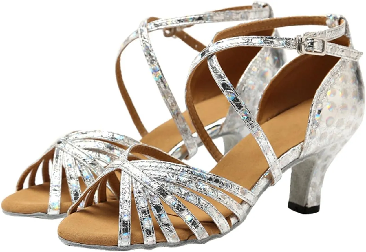 Minishion GL226 Women's Strappy Synthetic Latin Tango Ballroom Dance Shoes Wedding Prom Sandals