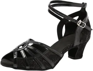 Minishion GL227 Women's Cross Strap Lace Latin Tango Ballroom Dance Shoes Wedding Prom Sandals