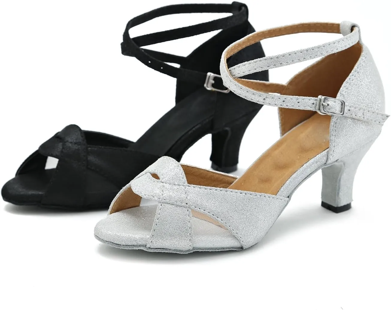 Minishion GL231 Women's Peep Toe Glitter Latin Tango Ballroom Dance Shoes Wedding Prom Sandals