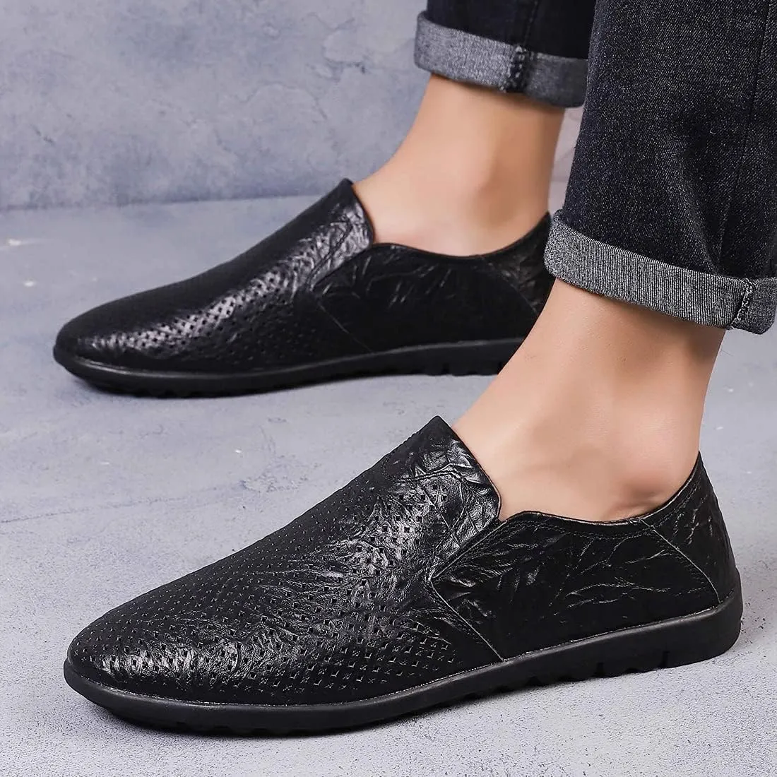 Minishion Mens Casual Shoes Breathable Summer Slip ons 9805#