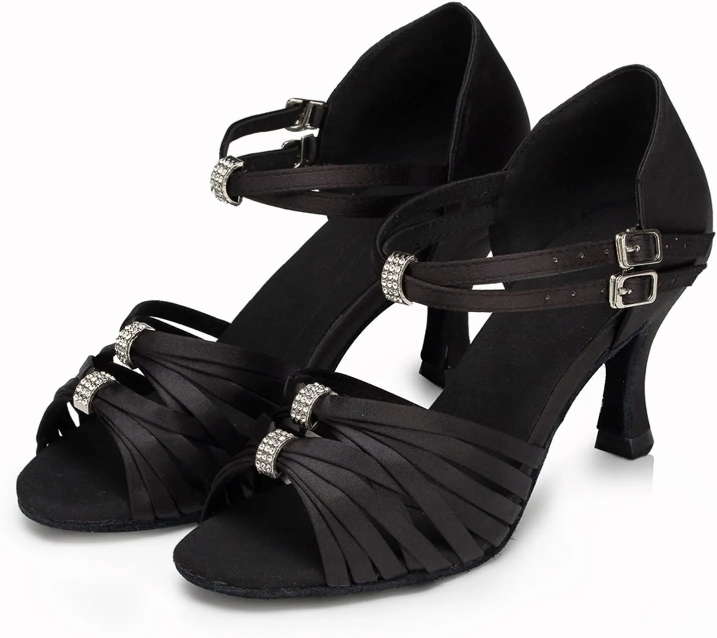 Minishion Women's Satin Latin Ballroom Dance Shoes Wedding Evening Sandals