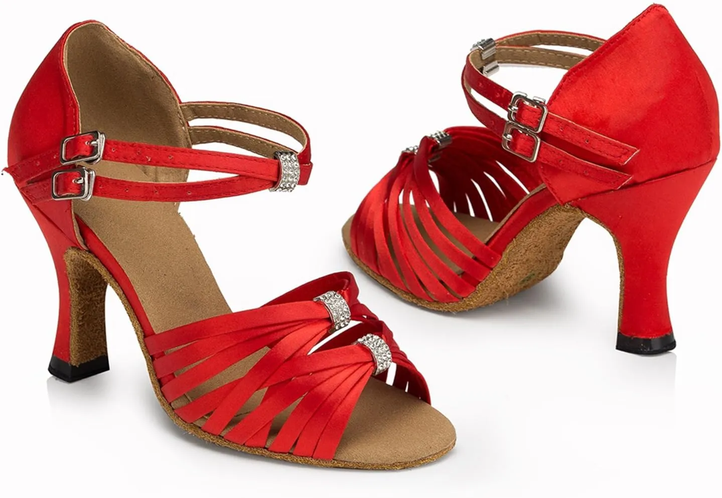 Minishion Women's Satin Latin Ballroom Dance Shoes Wedding Evening Sandals