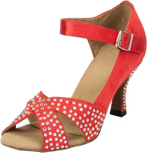 Minishion Women's TH038 Sparkling Satin Wedding Ballroom Latin Taogo Dance Sandals