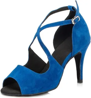Minishion Women's TH050 Stiletto High Heel Suede Leather Wedding Ballroom Latin Taogo Dance Sandals