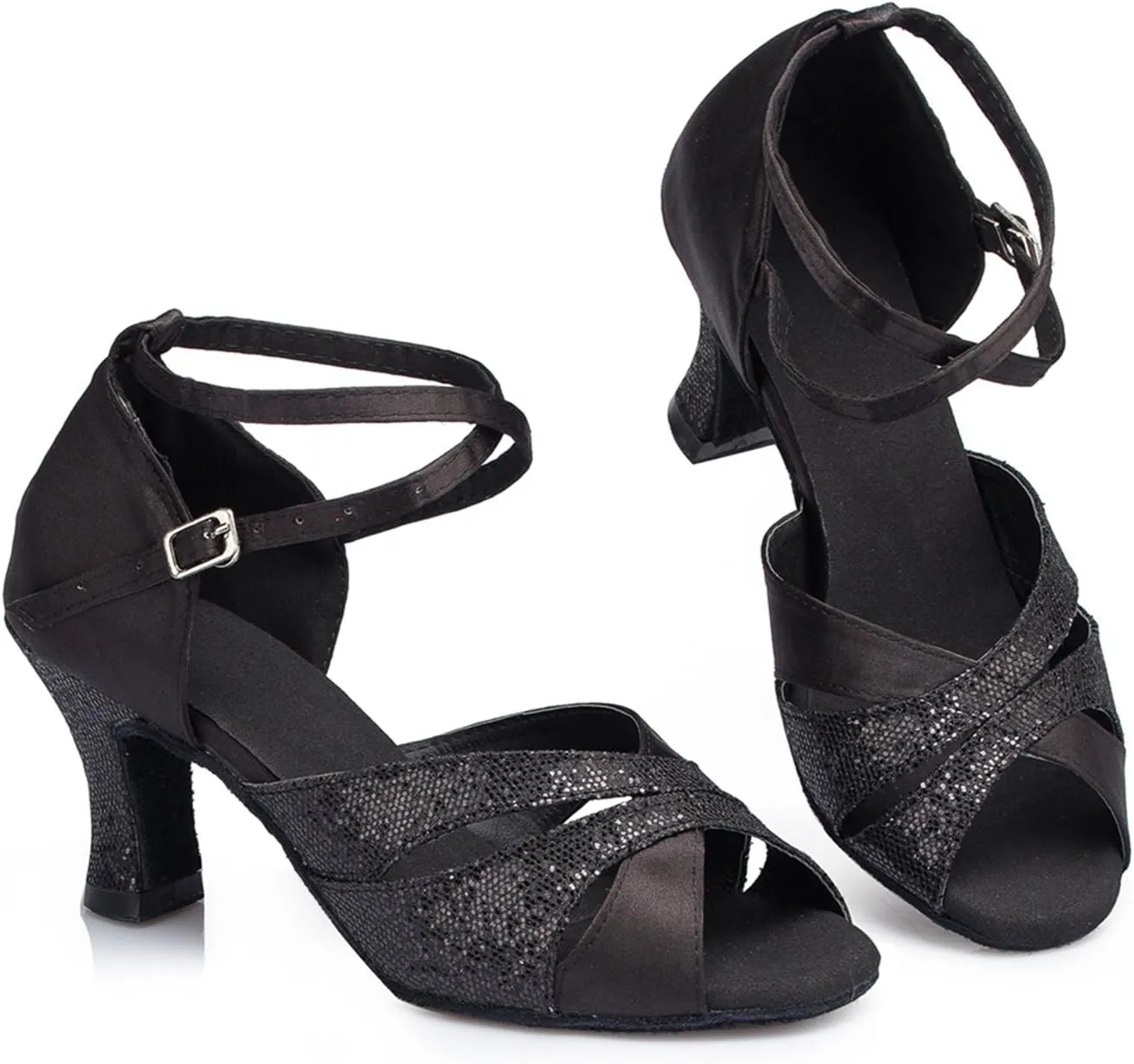 Minishion Women's TH120 High Heel Satin Wedding Ballroom Latin Taogo Dance Sandals