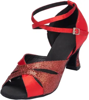 Minishion Women's TH120 High Heel Satin Wedding Ballroom Latin Taogo Dance Sandals