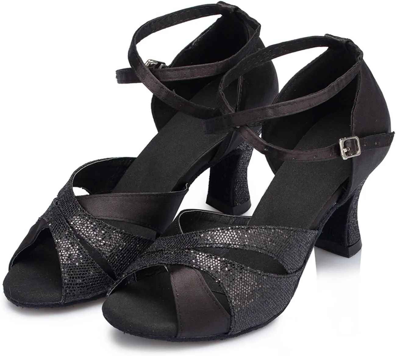 Minishion Women's TH120 High Heel Satin Wedding Ballroom Latin Taogo Dance Sandals