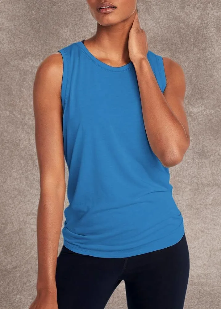 Mippo Workout Tops for Women Open Back Shirts Yoga Athletic Tops Running Muscle Tank Tops