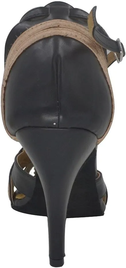 Misu Women's Peep Toe Sandals Latin Salsa Tango Practice Ballroom Dance Shoes with 3.9" Heel