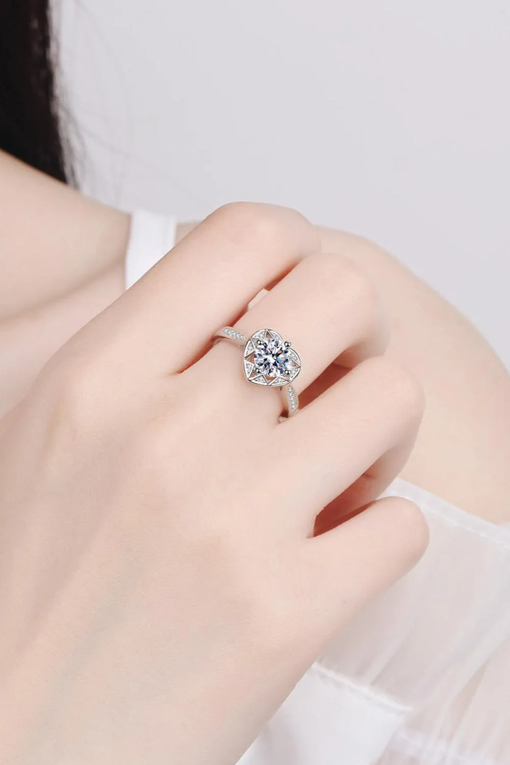 Moissanite Heart Ring