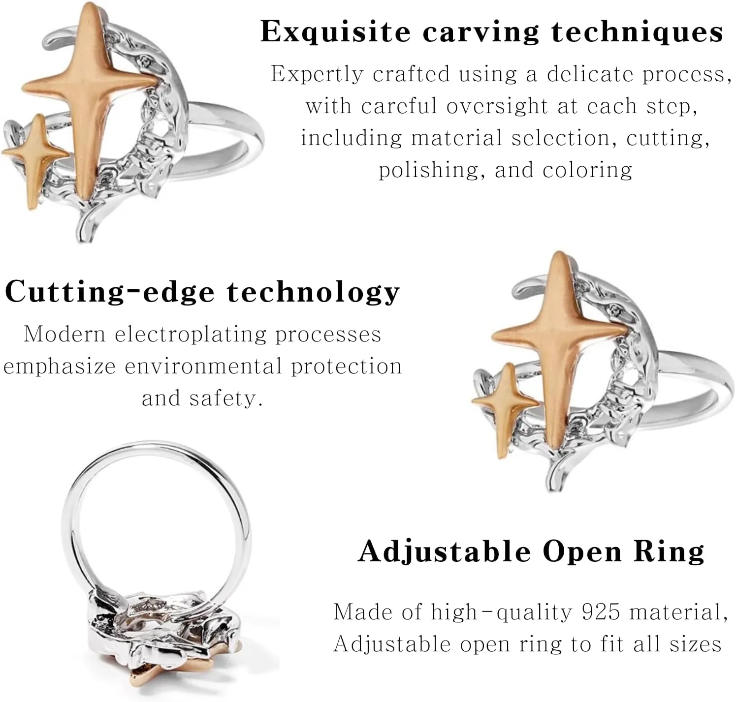 Moon and Star Sterling Silver Jewelry, Celestial Earrings for Women, Accent Necklace, Celestial Moon & Star Hypoallergenic Silver Jewelry, Dainty Stacking Jewelry