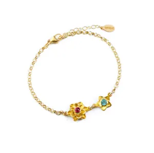 Mother's Flower Charm Bracelet, Custom Birthstone Bracelet, Personalized Charm Bracelet, Mother Daughter gift, Mother's Jewelry [Bloom]
