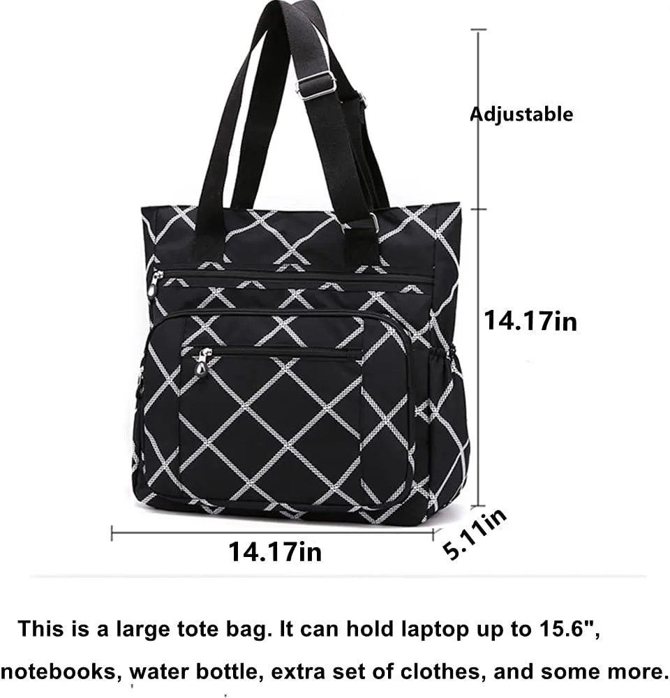 Multi Pocket Nylon Totes Handbag Large Shoulder Bag Travel Purse Bags For Women