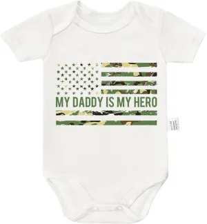 My Daddy is My Hero Bodysuits, Boy Girl Toddler Newborn Gifts Cotton Romper Short Sleeve Jumpsuit Outfits 0-24 Months