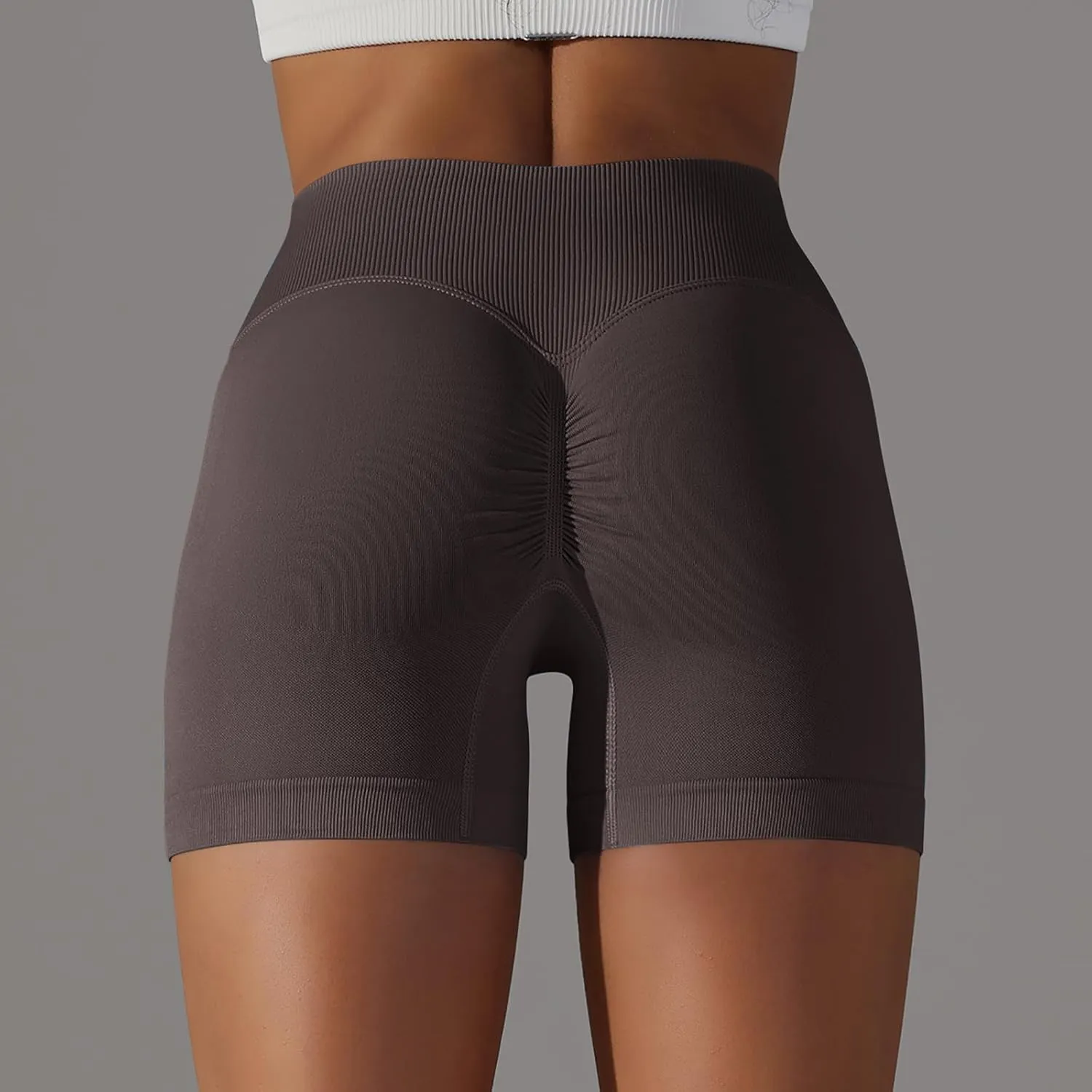 NATHGAM Sports Shorts for Women Scrunch Butt Lifting Biker Shorts Seamless Crossover Workout Shorts High Waisted Yoga Shorts