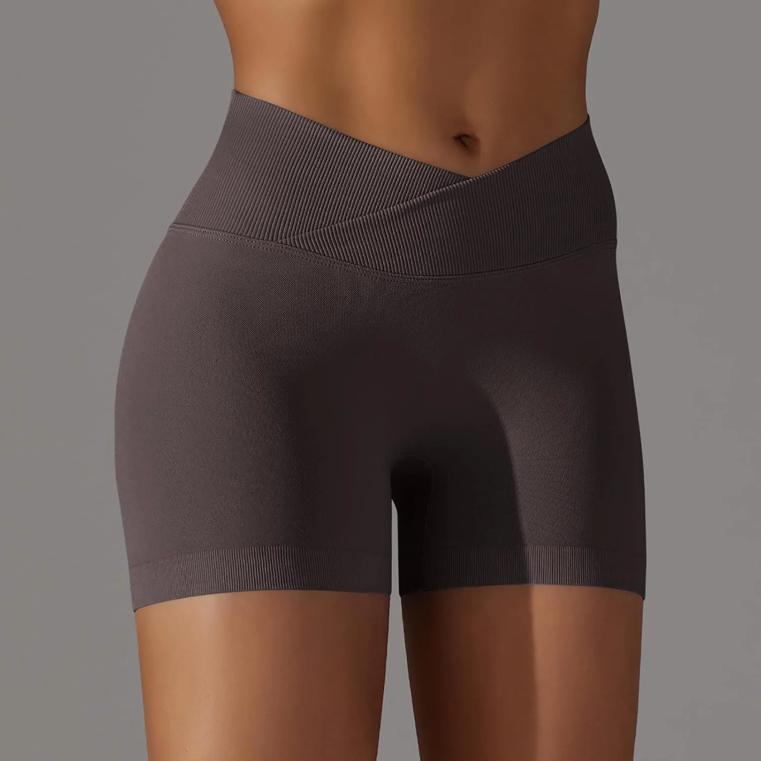 NATHGAM Sports Shorts for Women Scrunch Butt Lifting Biker Shorts Seamless Crossover Workout Shorts High Waisted Yoga Shorts