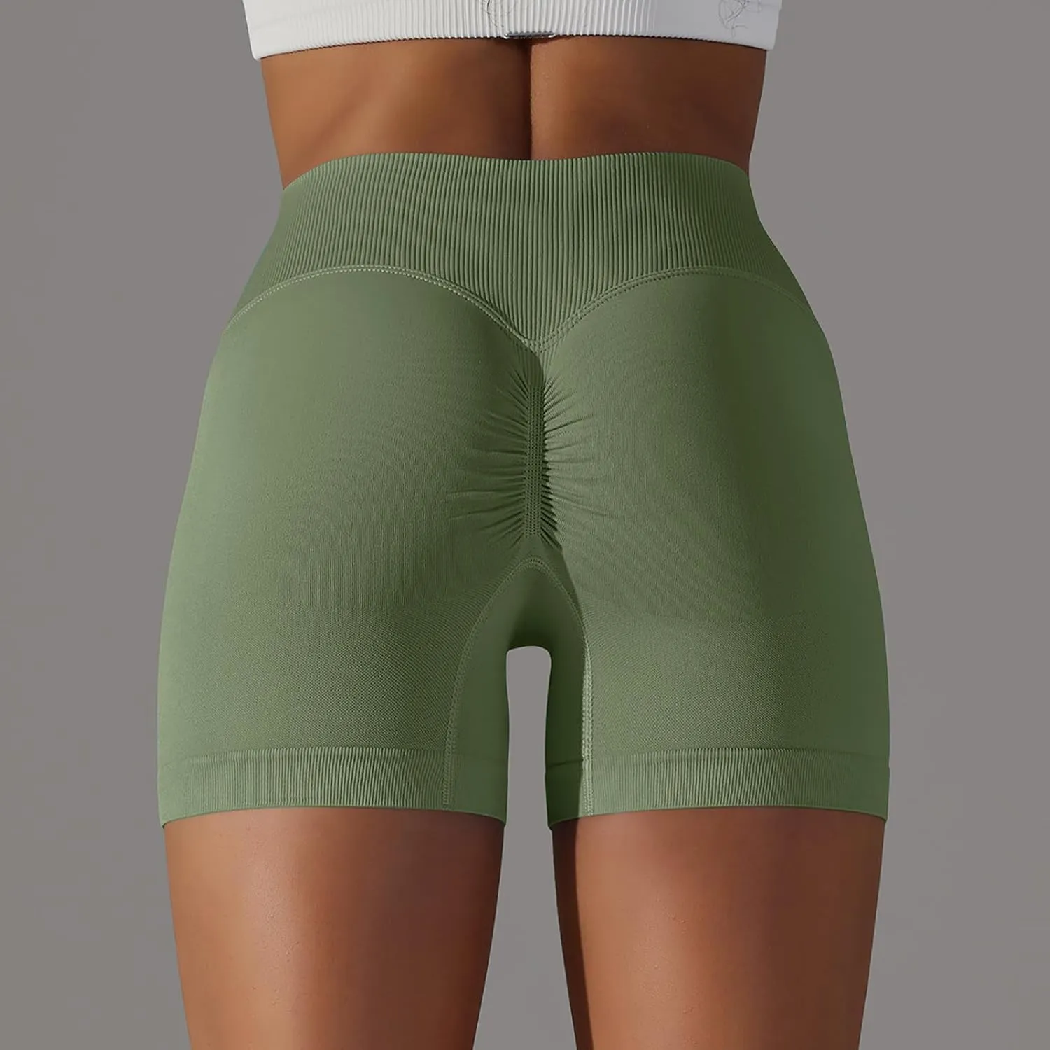 NATHGAM Sports Shorts for Women Scrunch Butt Lifting Biker Shorts Seamless Crossover Workout Shorts High Waisted Yoga Shorts