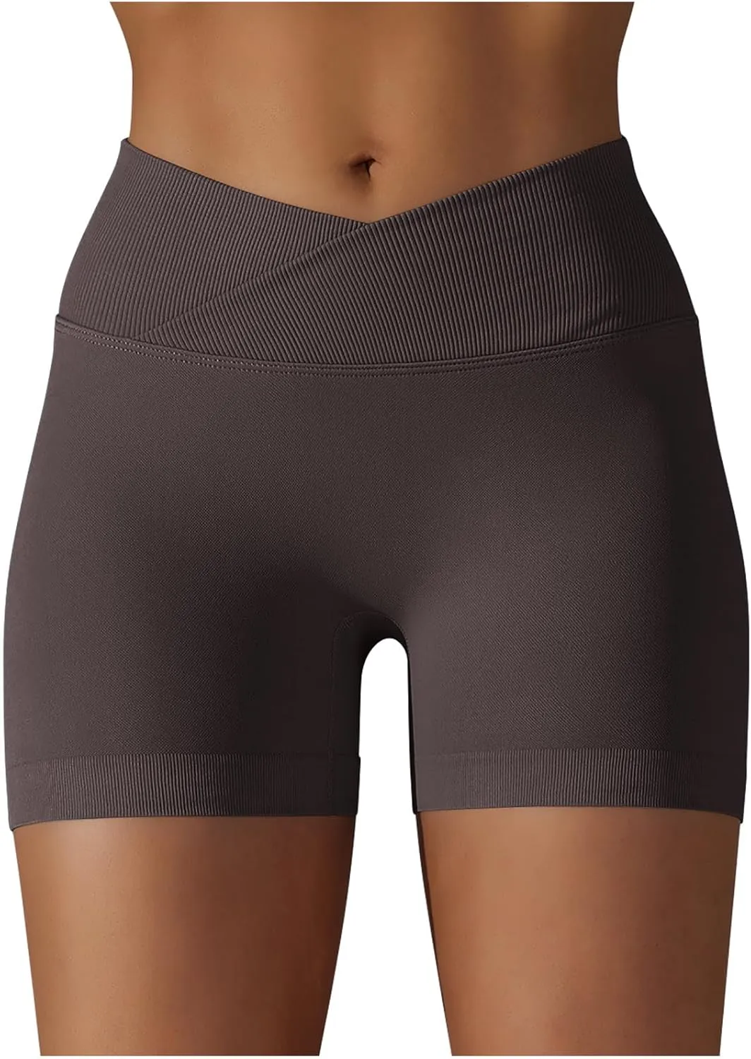 NATHGAM Sports Shorts for Women Scrunch Butt Lifting Biker Shorts Seamless Crossover Workout Shorts High Waisted Yoga Shorts