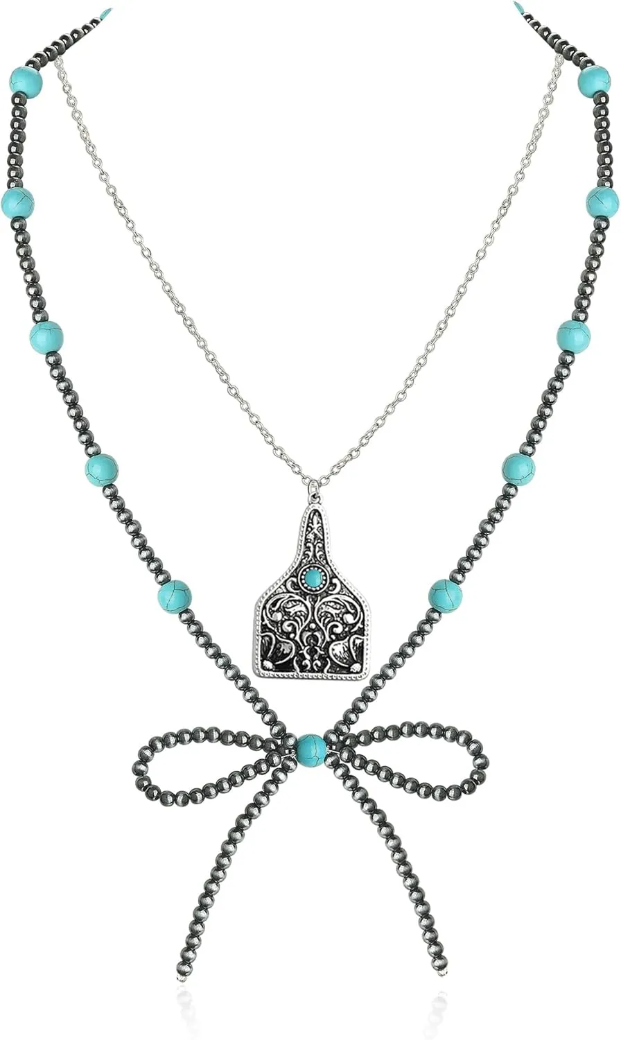 Navajo Pearl Bow Necklace Western Jewelry for Women Cowgirl Turquoise Necklaces Jewelry