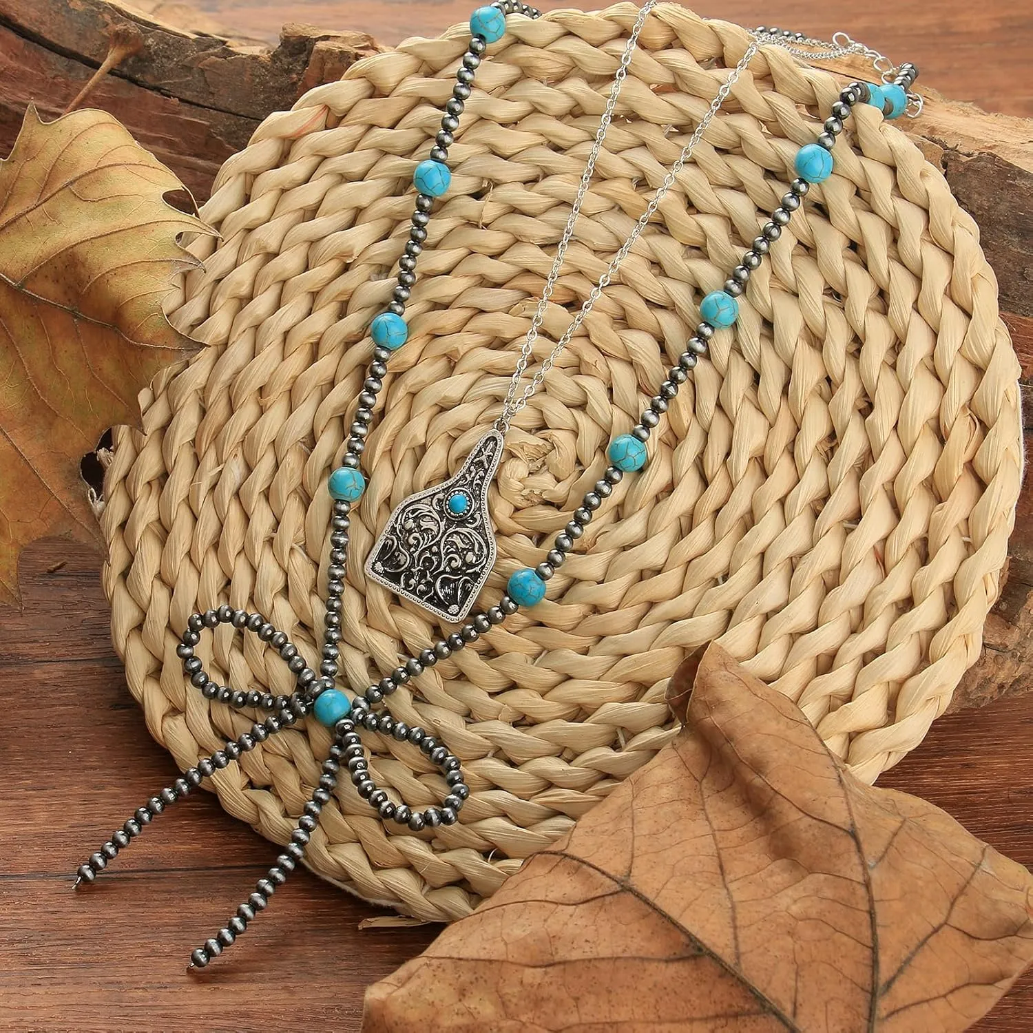 Navajo Pearl Bow Necklace Western Jewelry for Women Cowgirl Turquoise Necklaces Jewelry