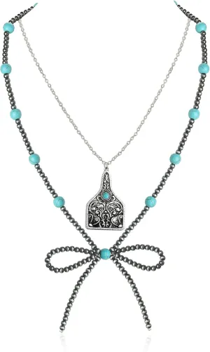 Navajo Pearl Bow Necklace Western Jewelry for Women Cowgirl Turquoise Necklaces Jewelry