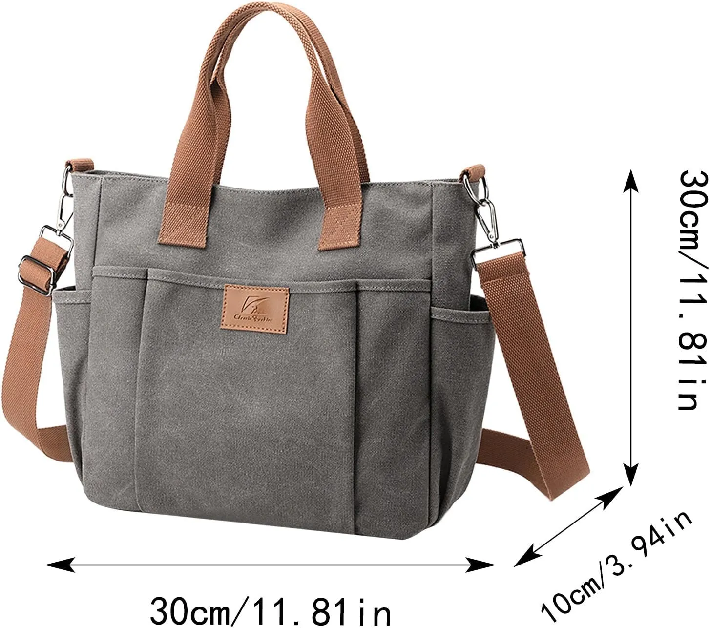 New Fashionable Layer Crossbody Bag Lightweight Canvas Casual Hiking Bag Men Leather Briefcase Bags (Black, One Size)