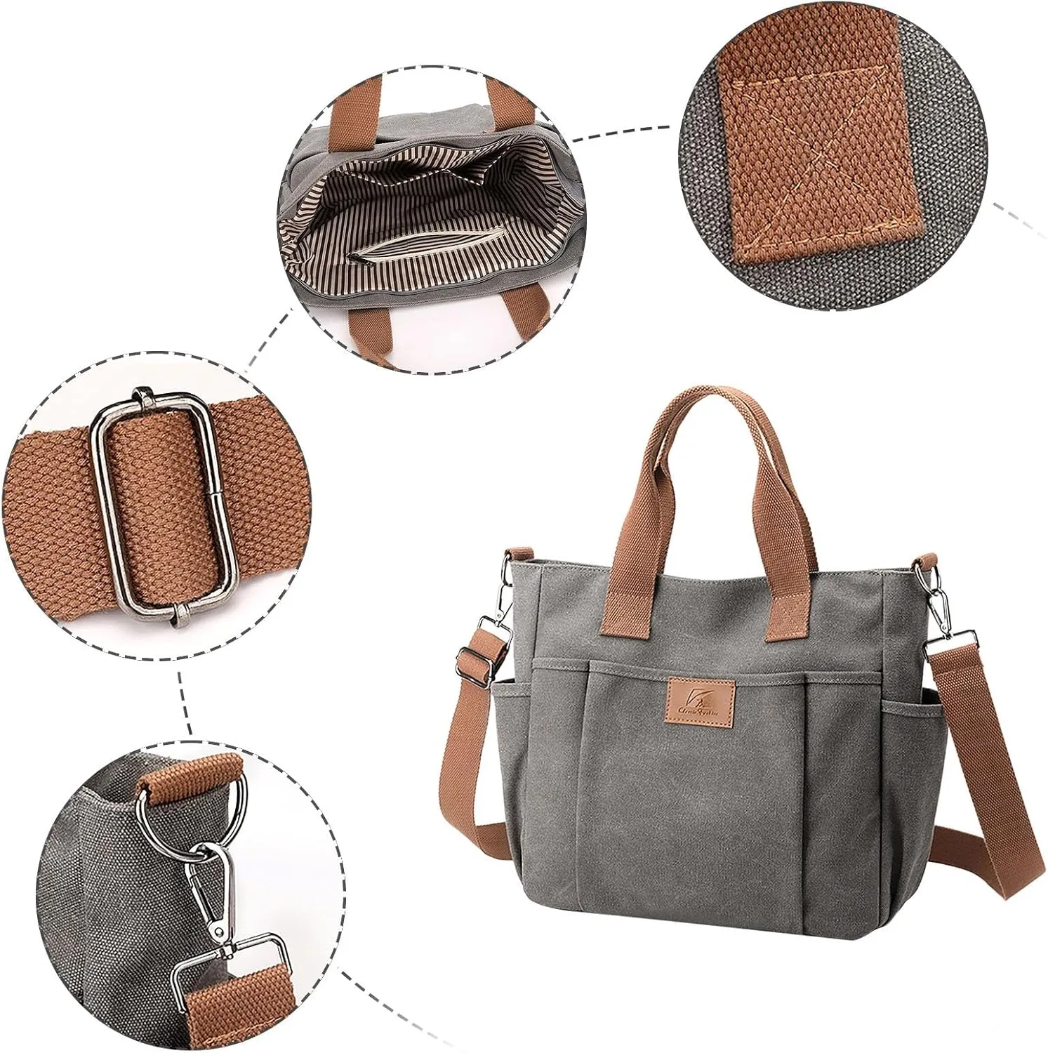 New Fashionable Layer Crossbody Bag Lightweight Canvas Casual Hiking Bag Men Leather Briefcase Bags (Black, One Size)